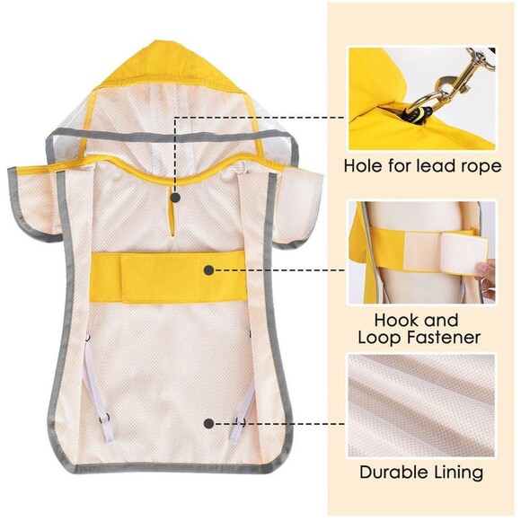 Slow‎ - Big Dog, Yellow Raincoat 3XL, Reflective, Adjustable, Hooded Poncho - Picture 2 of 10
